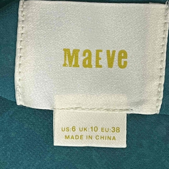 Anthropologie Maeve Meret Green‎ Floral Paisley Boho Silk Tunic Blouse Size US 6 - Picture 6 of 16